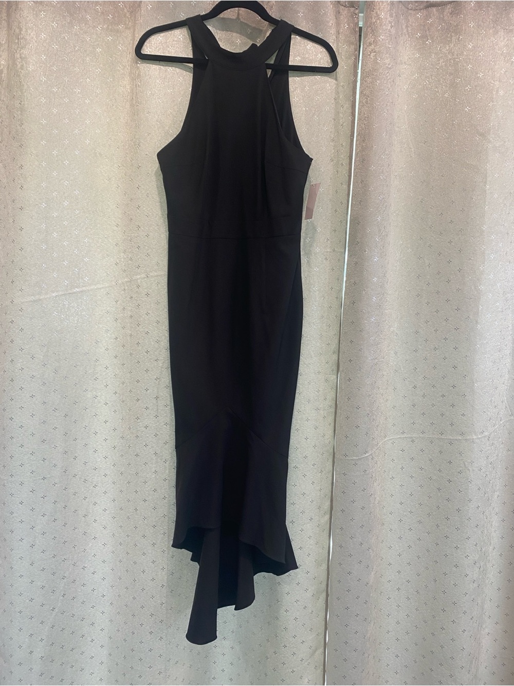 Black High-Neck Ruffle-Hem Mermaid Women’s Dress